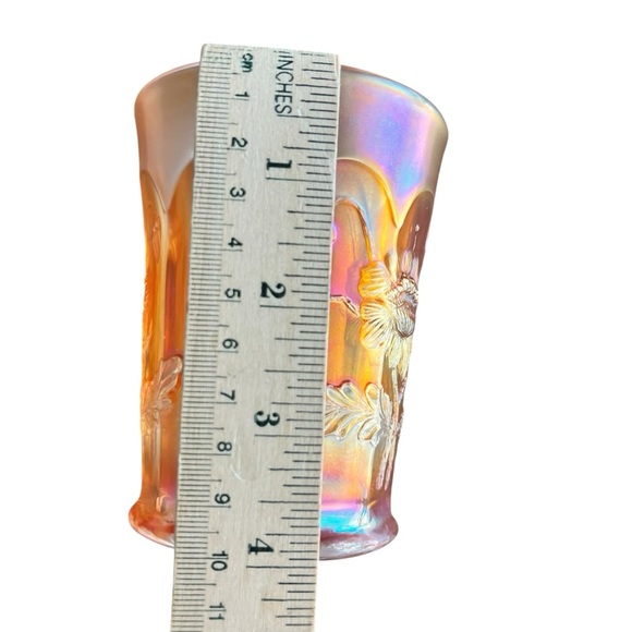 Vintage Northwood Marigold Carnival Glass Oriental Poppy Tumblers Set Of Six 6 - Picture 11 of 12